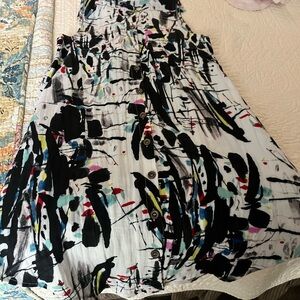 Black and White Knee-Length A-Line Skirt